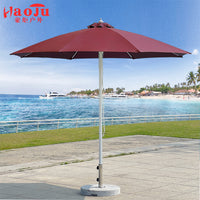 Outdoor 8-Rib Fiberglass Pool Beach Umbrella with Thickened Pole for Wind Resistance