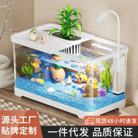 Desktop Aquarium Turtle Tank with Lid, Clear Plastic Fish Tank for Home Living Room
