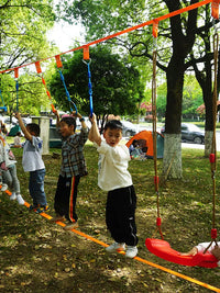 Kids Indoor Outdoor Climbing Rope Swing Set with Rings and Disc for Sensory Integration Training