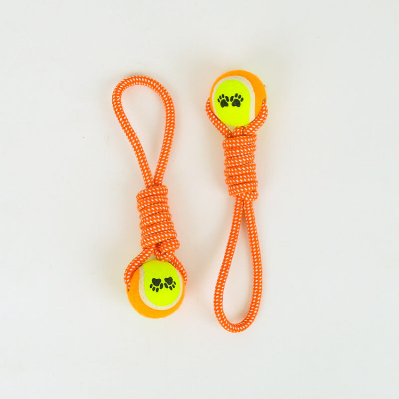 Dog Cotton Rope Toy with Tennis Ball for Interactive Play and Teeth Cleaning