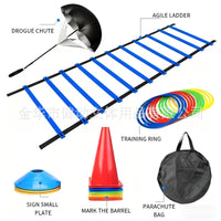 Agility Ladder Training Set with Resistance Parachute, Disc Cones, Hurdles, and Jump Rope for Soccer Training
