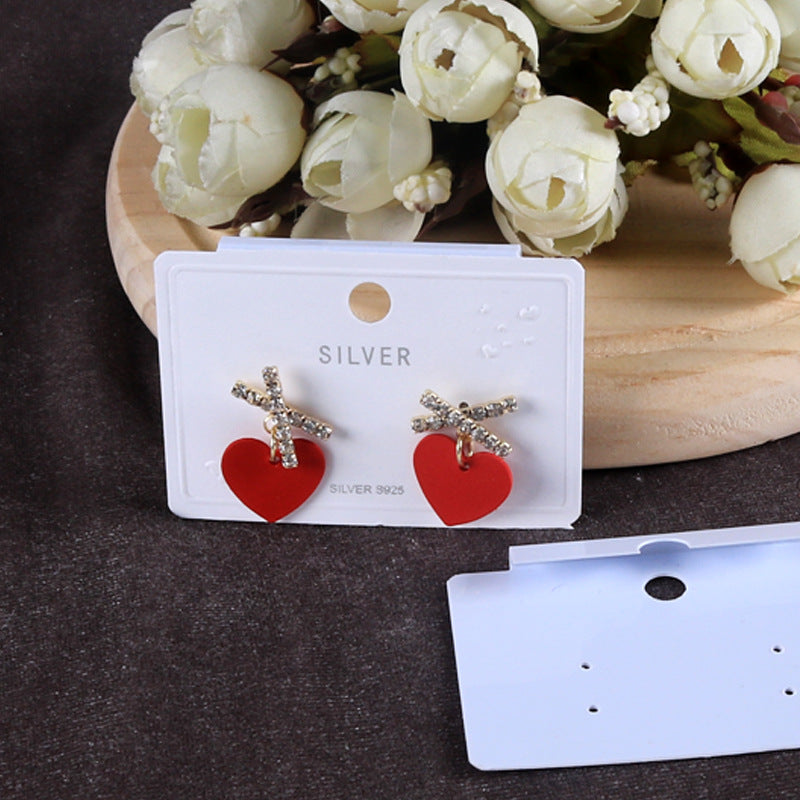 White PVC Earring Display Cards with Hanging Hooks for Jewelry Packaging