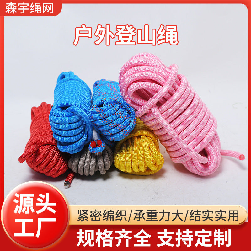 Outdoor Climbing Rope with Hooks - High-Strength Polyester Safety Rappelling & Rescue Cord