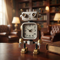 Retro Steampunk Robot Quartz Desk Clock Metal Ornament