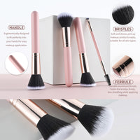 16-Piece Professional Makeup Brush Set with Pink Wooden Handles