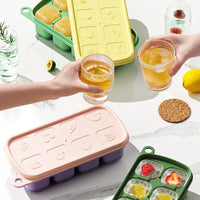 Press-Type Ice Cube Tray with Lid for Easy Release, 8-Grid Ice Maker for Drinks & Sports Bottles