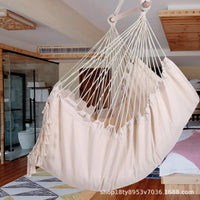 Nordic Style Tassel Hammock Chair Canvas Swing for Indoor Outdoor Balcony Camping