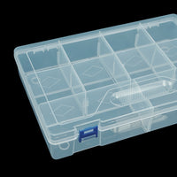10-Compartment Detachable Clear Plastic Storage Box for Jewelry, Stationery, Fishing Gear, Hardware, Cards, and Blocks