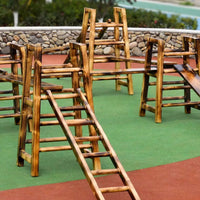 Outdoor Carbonized Climbing Frame for Kids, DIY Kindergarten Sensory Training Equipment, Physical Fitness Combination Balance Training