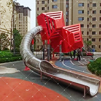 Outdoor Playground Cube Slide Climbing Wall Kids Turntable Seesaw Stainless Steel Translucent Slide