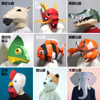 Geometric Animal Head Mask Papercraft Kit for Parties and Cosplay