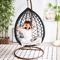 Outdoor Rattan Swing Chair with Cushion for Patio Garden Balcony