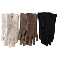 Fashion Printed Suede Touchscreen Gloves for Women, Winter Warm Windproof Outdoor Cycling