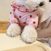 Pet Strawberry Print Undershirt for Small Dogs and Cats