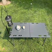 Large Semi-Automatic Hydraulic Folding Camping Table for Outdoor Picnics and Stalls, Thickened Aluminum Alloy