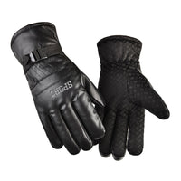 Men's Winter Warm PU Leather Motorcycle Gloves with Thermal Lining, Windproof & Non-slip for Outdoor Riding