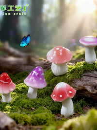 Miniature Jungle Mushroom Figurines for DIY Micro Landscape Decor