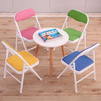 Kids' Portable Cartoon Folding Chair with Backrest, Small Metal Stool for Home Use
