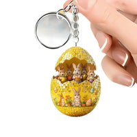 2026 Easter Bunny Egg House 2D Acrylic Keychain Pendant for Holiday Party Decor