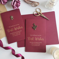 Burgundy Retro Hot Stamping Creative Birthday Card, Thank You, Christmas, New Year Business Greeting Card for Clients