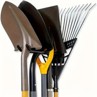 Foldable Wall-Mounted Garden Tool Organizer Rack for Shovels and Rakes
