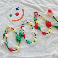 Christmas Snowman Beaded Phone Charm Keychain for Earphone Cases and Cameras