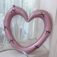 Giant Pink Heart Photo Frame Balloon with Bows for Wedding Engagement Photos