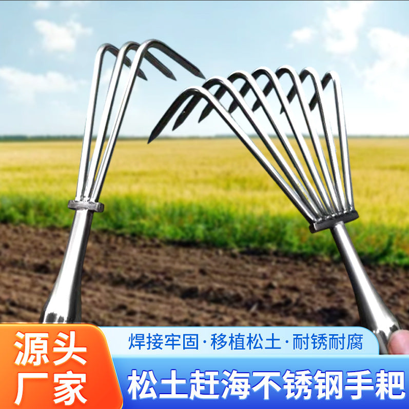Stainless Steel Hand Rake for Gardening and Beachcombing
