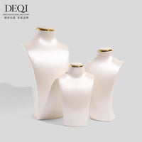 Mannequin Bust Necklace Display Stand with Metal Ring for Jewelry Counter