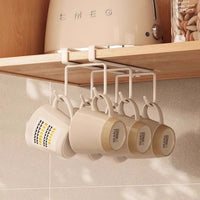 Under Cabinet Mug Holder Rack Wall Mounted Coffee Cup Organizer with 6 Hooks