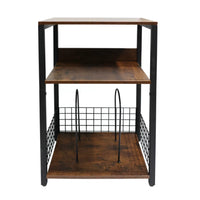 Vintage Record Player Stand with 3-Tier Storage for Vinyl Records and CDs