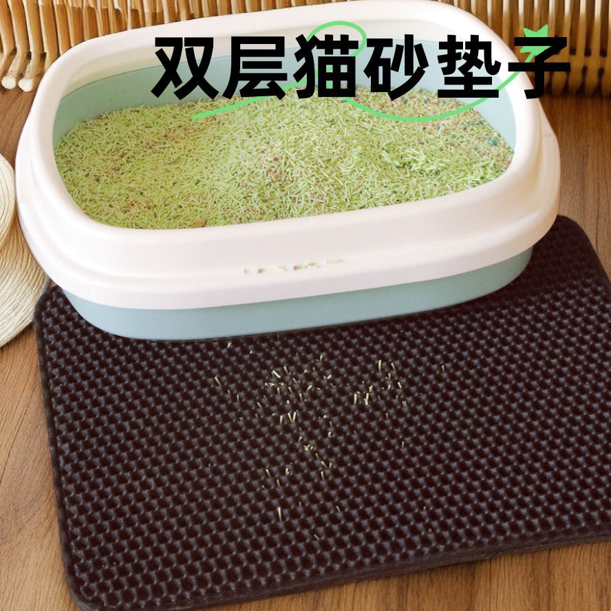 Cat Litter Mat, Double Layer Honeycomb Design, Traps Litter, Easy Clean, Anti-Tracking Pad for Litter Box