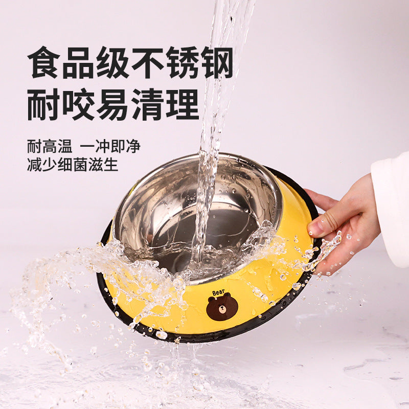 Stainless Steel Pet Dog Cat Bowl Non-Slip Food Water Feeder for Small Medium Large Animals