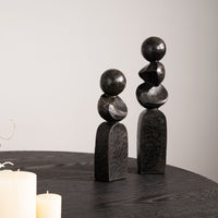 Wabi-Sabi Style Black Abstract Geometric Sculpture for Home Decor