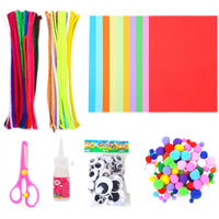 Colorful Pipe Cleaners, Pom Poms, and Googly Eyes DIY Craft Kit for Kids