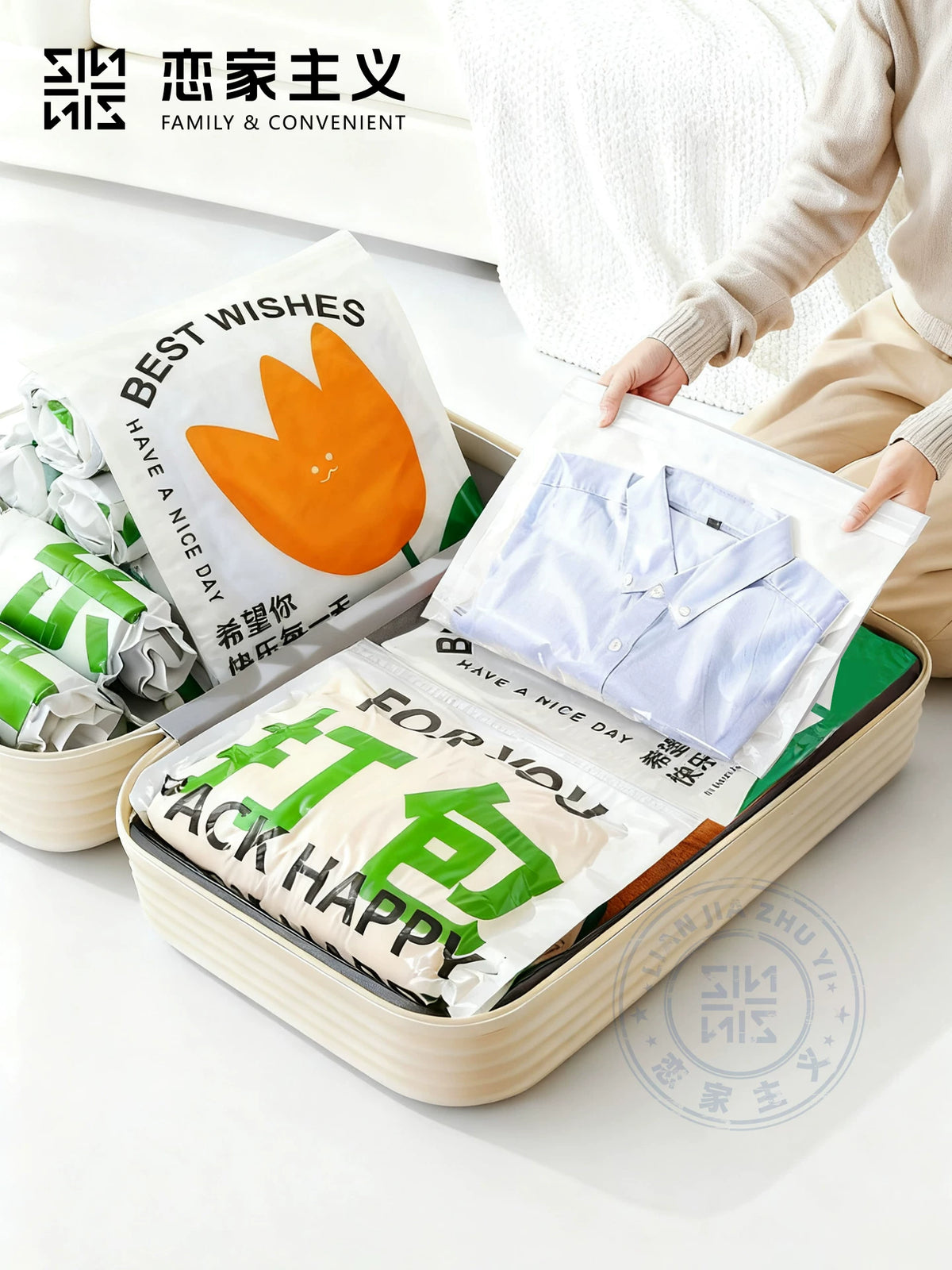 Roll-Up Compression Storage Bags for Travel, No Vacuum Needed, Luggage Organizer