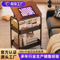 Mid-Century Modern 3-Tier Rolling Storage Cart with Tilting Baskets for Snacks, Bedside, or Sofa Side