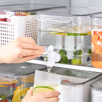 Large Capacity Cold Water Pitcher with Faucet for Refrigerator, Iced Beverage Dispenser, Outdoor Fruit and Vegetable Container