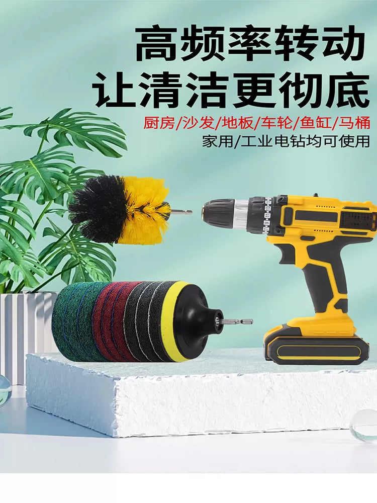 Scouring Pad Drill Brush Attachment for Kitchen Tile Glass Cleaning Polishing Deburring