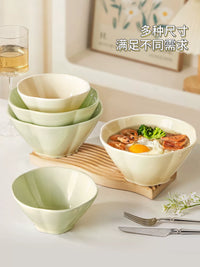 Ceramic Noodle Bowl Set - Cream Style High-Capacity Ramen Soup Bowls
