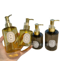 Golden Flat Shoulder Round PET Bottle with Pump Dispenser for Skincare and Cosmetics