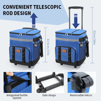 Portable Rolling Cooler Bag with Thick Oxford Cloth, Large Capacity Insulated Picnic Bag