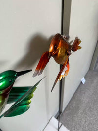 Wrought Iron Bird Wind Spinner Garden Yard Decoration Double Rotating Set of Two