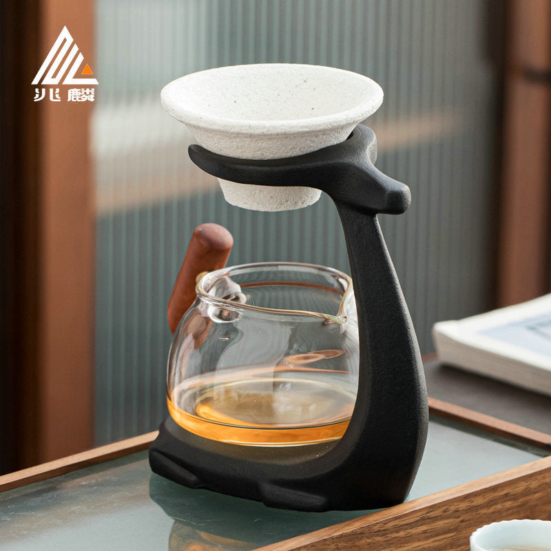 Zhaolin Creative Ceramic Tea Infuser Set with Filter and Holder, Non-Porous Tea Strainer for Kung Fu Tea Ceremony