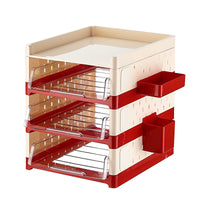 Desktop Storage Rack Office File Organizer Multi-layer Pegboard Drawer Type Shelf