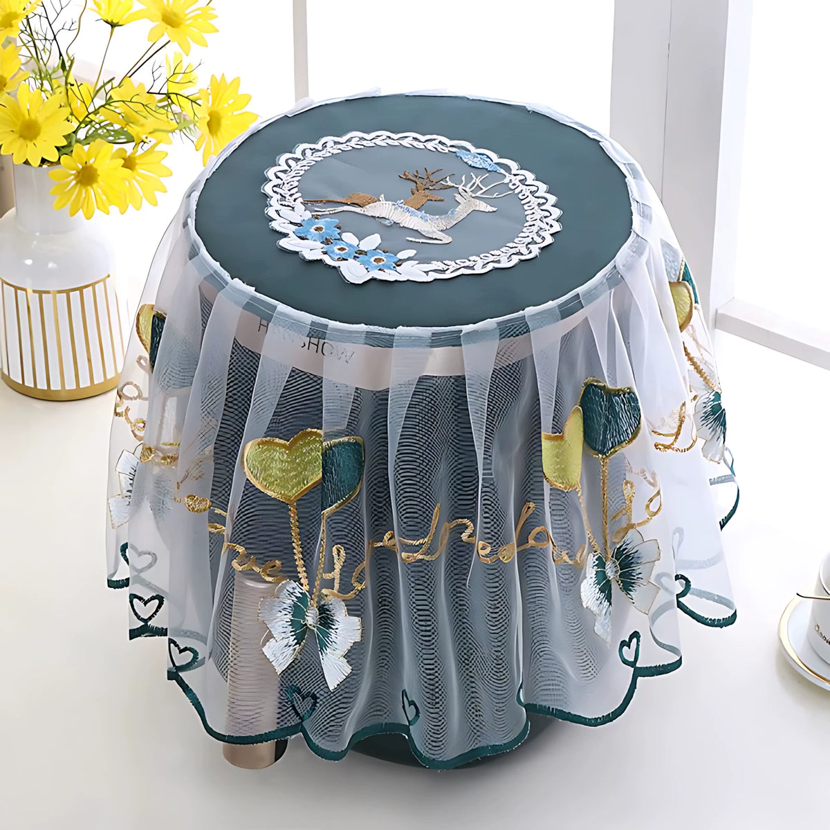 Air Fryer Dust Cover with Lace Trim for Kitchen Appliances