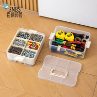 Double-Layer Transparent Storage Box with Lid for Small Parts and Tools
