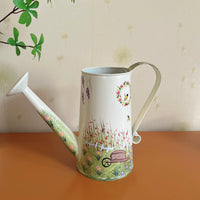 Rustic Iron Art Watering Can Planter Vase for Garden Decor and Hydroponics