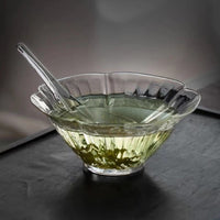 Japanese Style Hammered Glass Matcha Bowl with Spout, High Borosilicate Cold Brew Tea Bowl