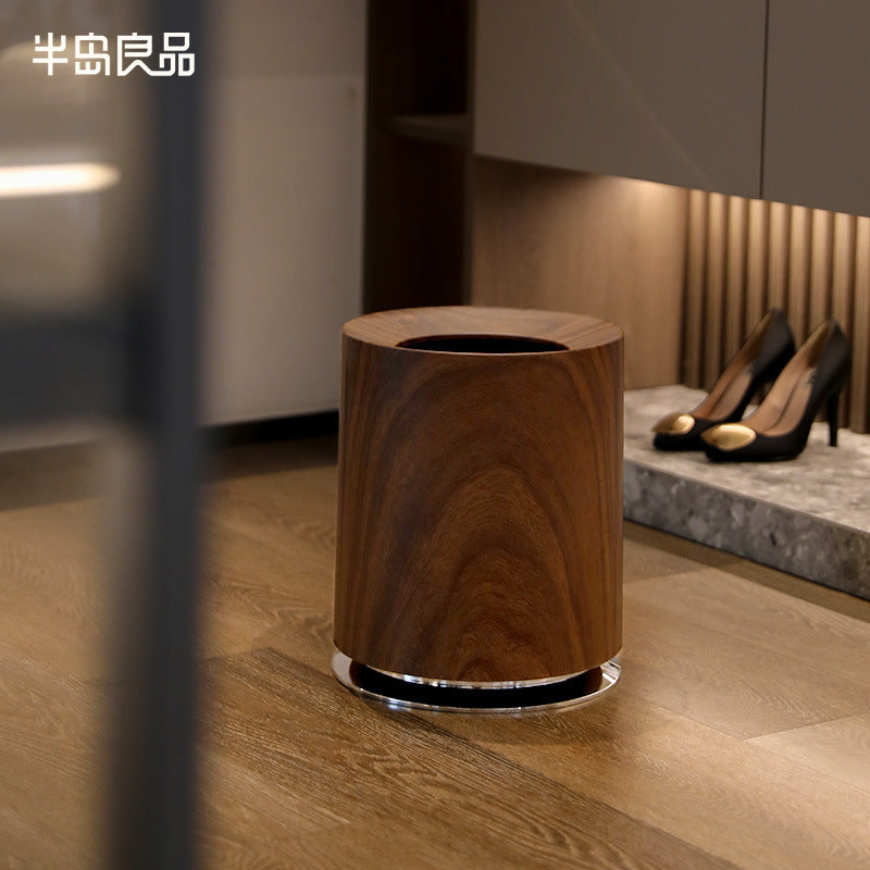 Luxury Faux Wood Grain Double-Layer Trash Can for Home and Commercial Use, 12L